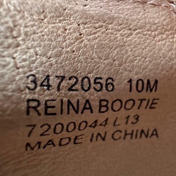 Frye Reina Cognac Nubuck Side Zip Stack Wood Heel Cowboy Western Ankle Boots 10 - Picture 9 of 12